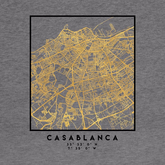 CASABLANCA MOROCCO CITY STREET MAP ART by deificusArt